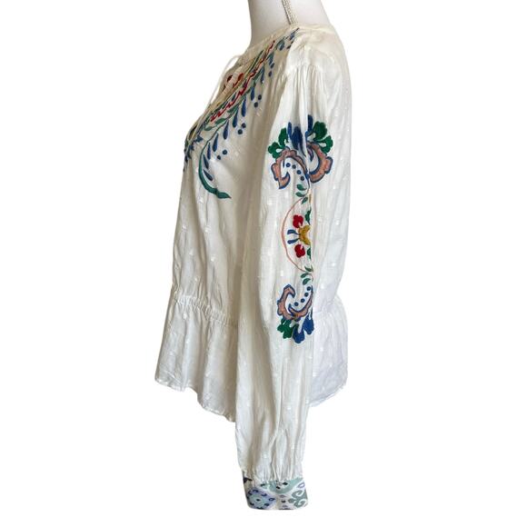 Forever That Girl for Anthropologie Peasant Blouse Shirt Size XL White Cotton - Picture 5 of 12
